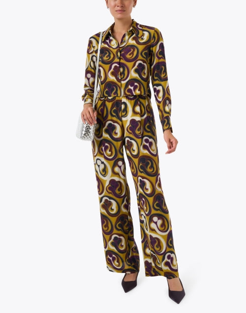 Jade Yellow Print Silk Pant