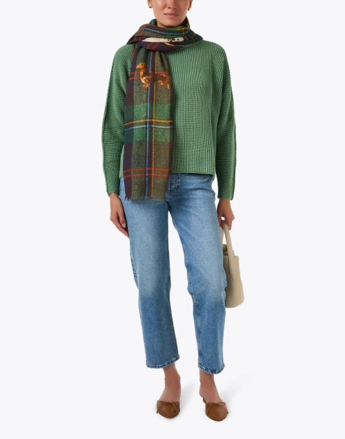 Escoces Green Dog Print Scarf