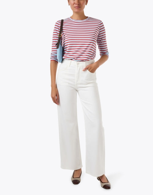 Blue and Red Striped Cotton Top