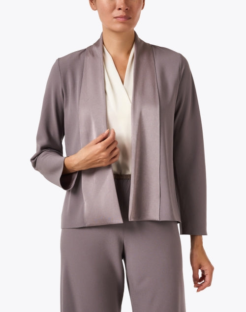 Warm Grey Techno Crepe Cardigan