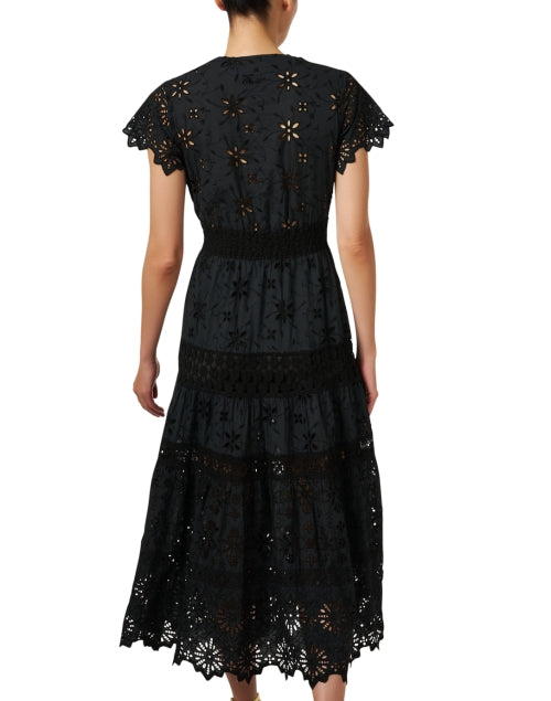 Black Embroidered Cotton Eyelet Dress