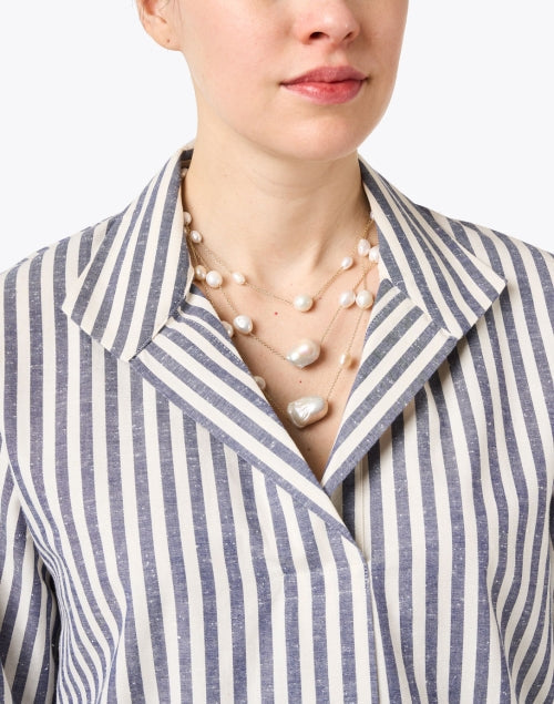 Gold Pearl Multi Strand Necklace