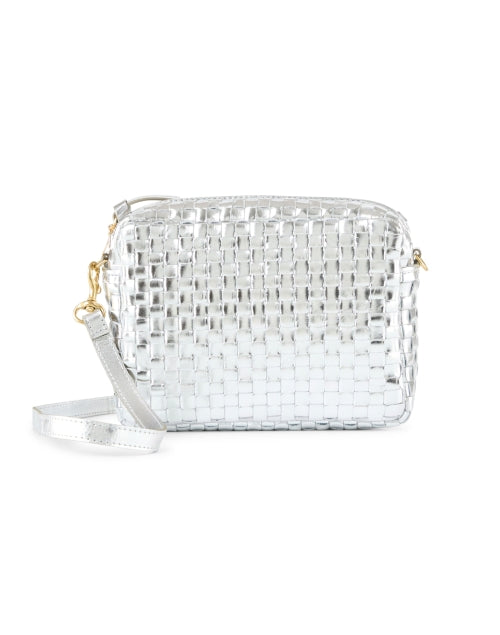 Midi Sac Silver Woven Check Crossbody Bag