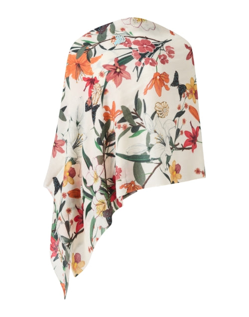 Floral Print Wool Silk Scarf