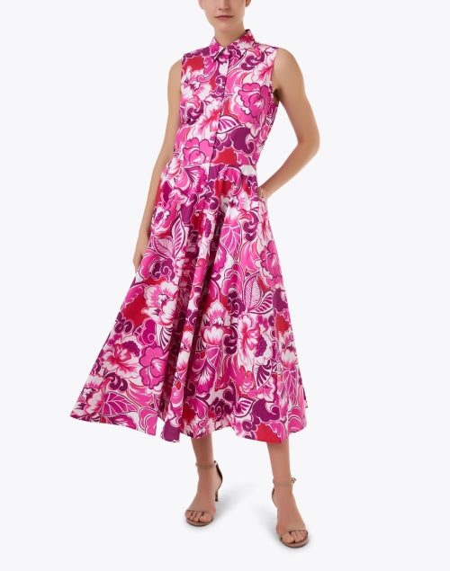 Caryl Pink Floral Print Cotton Dress