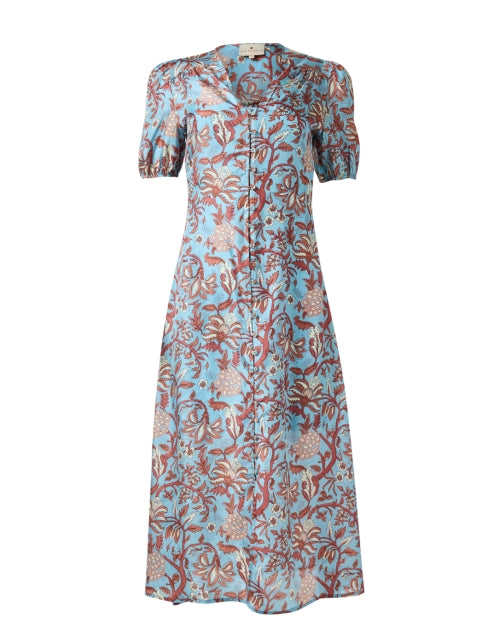 Olivia Blue Print Silk Dress