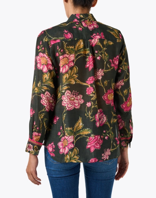 Liza Green and Pink Floral Blouse