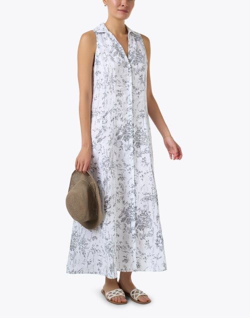 Black and White Printed Linen Dress