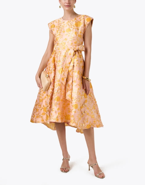 Olivia Orange Floral Jacquard Dress