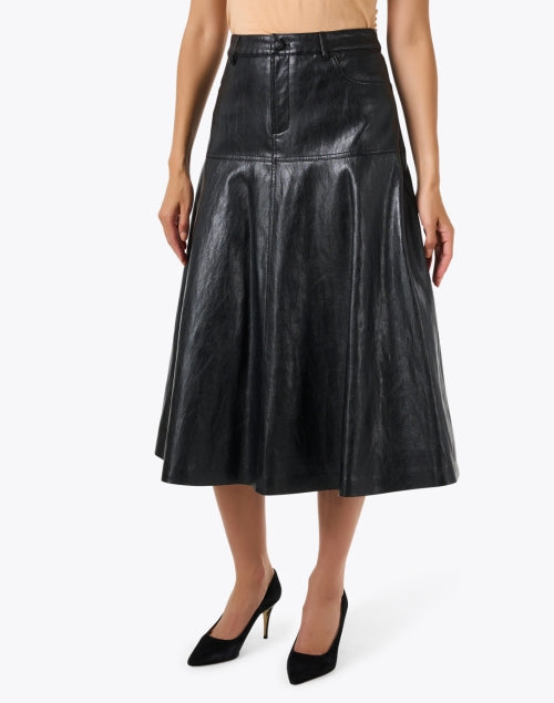 Rhea Black Faux Leather Skirt