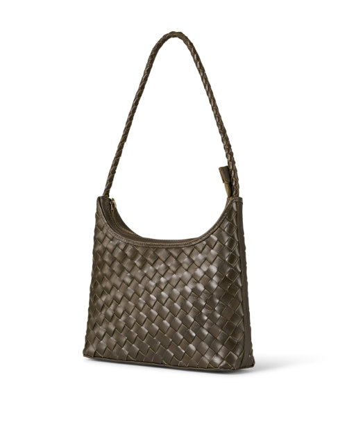 Marni Olive Green Woven Leather Shoulder Bag