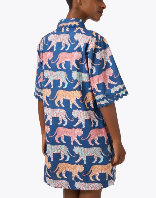 Raj Navy Tiger Print Cotton Dress