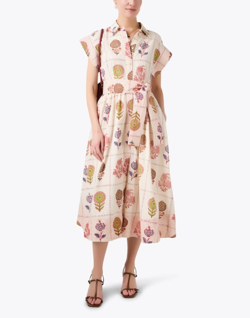 Taormina Cream Floral Print Shirt Dress