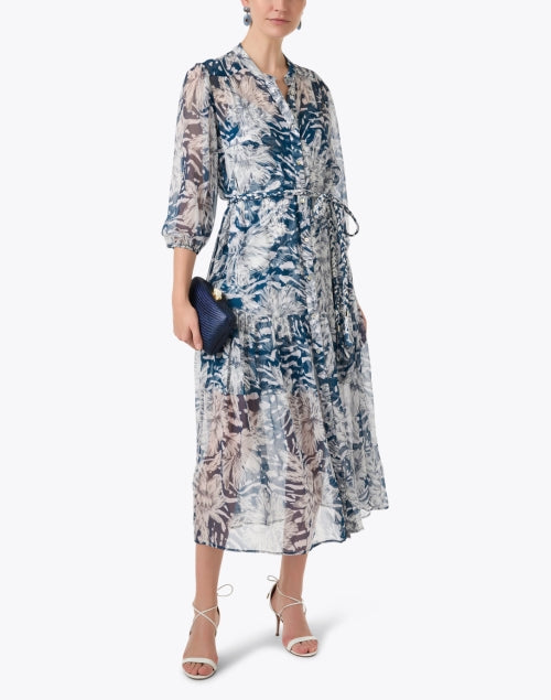 Lana Navy Floral Print Shirt Dress