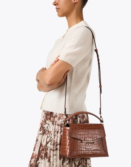 Mosaic Walnut Croc Leather Bag