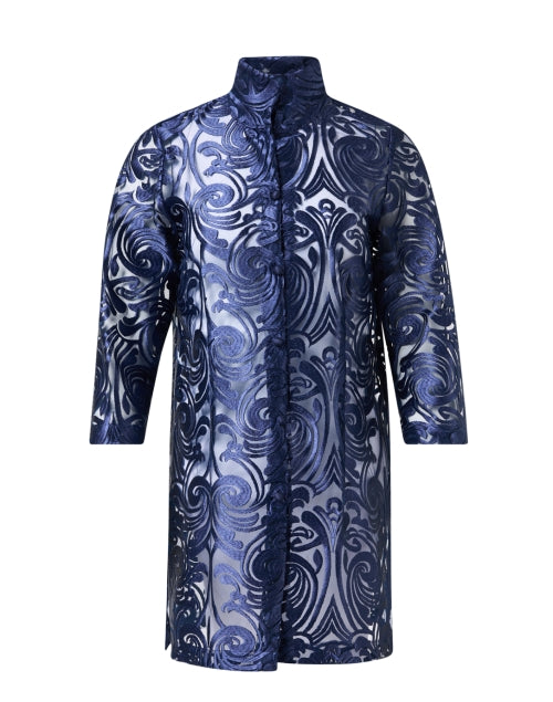 Rita Navy Deco Sheer Lace Top