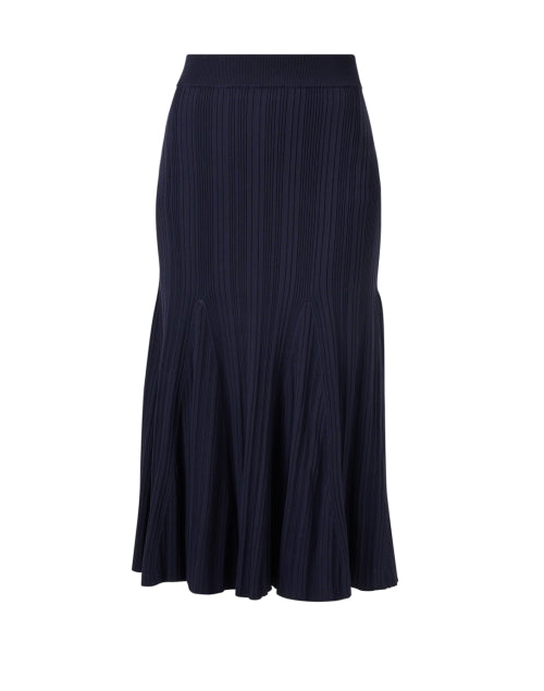 Dara Navy Ribbed Midi Skirt