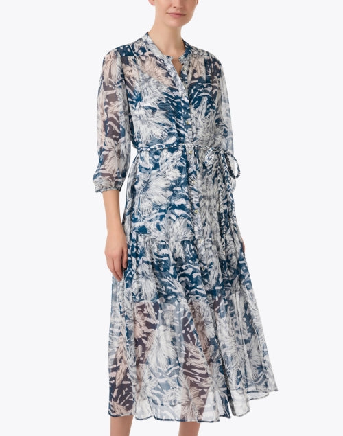 Lana Navy Floral Print Shirt Dress