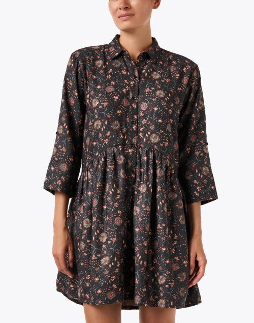 Deauville Pink Floral Print Wool Shirt Dress