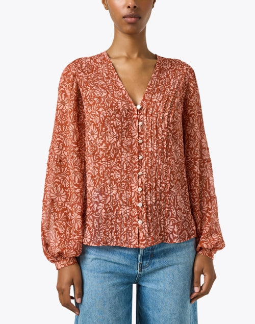 Calvin Red Floral Print Blouse