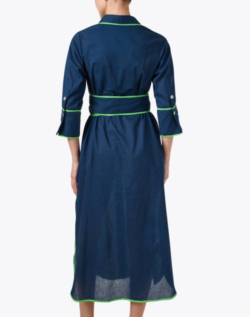 Navy Cotton Midi Shirt Dress