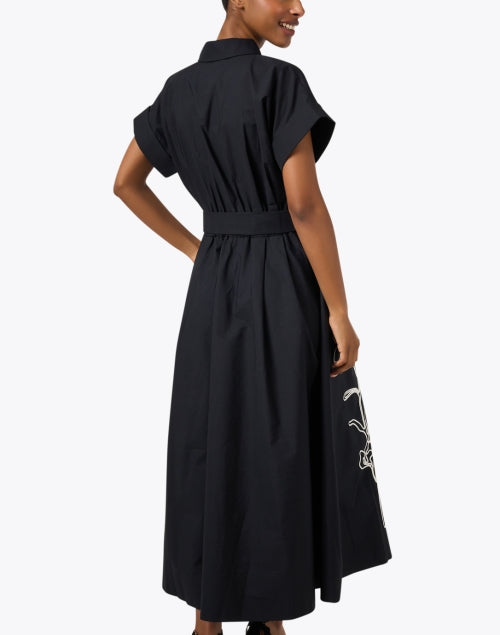 Miriam Black Floral Embroidered Cotton Shirt Dress