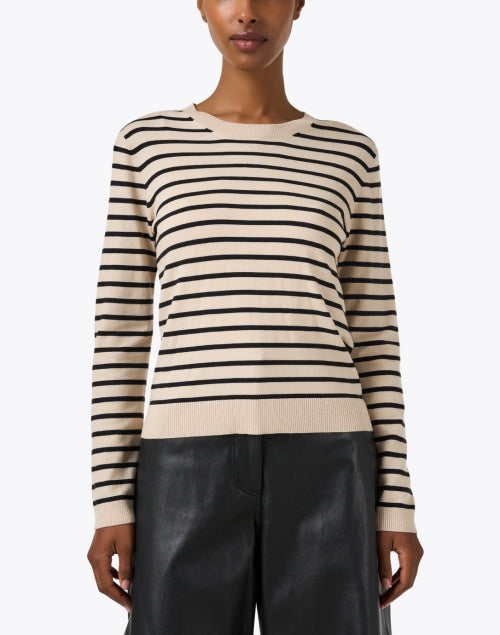 Sicilia Striped Beige Silk Wool Sweater