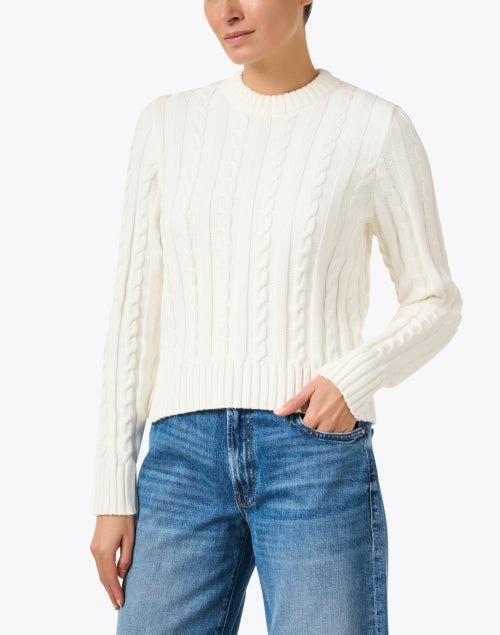 White Cable Knit Cotton Sweater