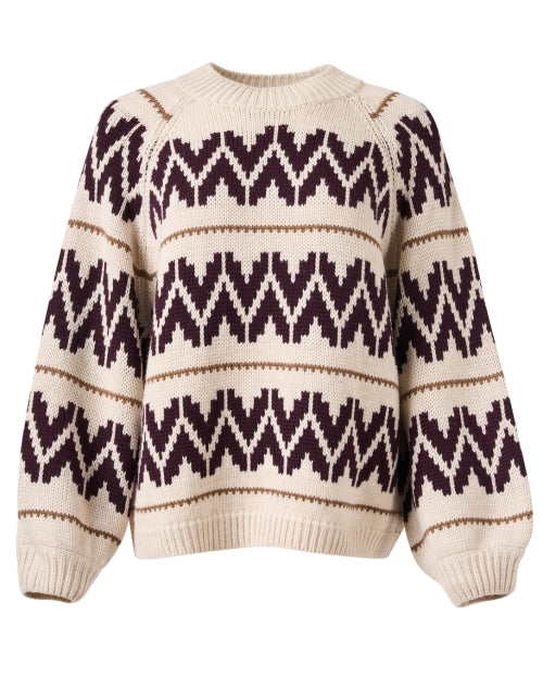 Beige Intarsia Wool Sweater