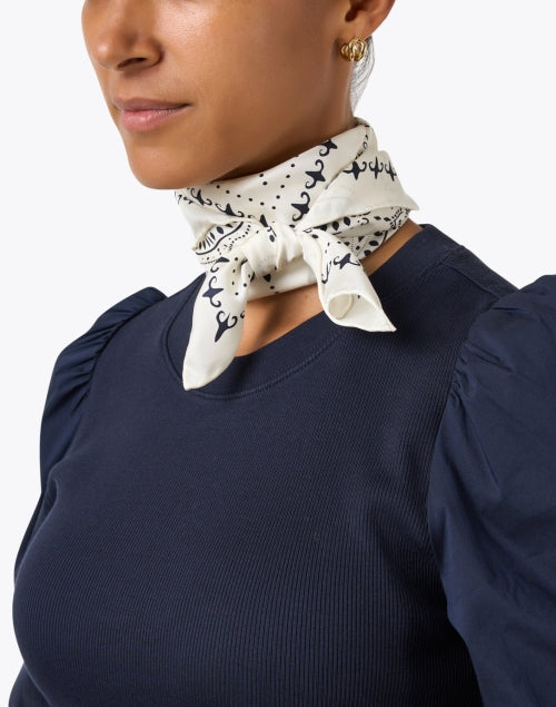 Ivory Print Silk Scarf