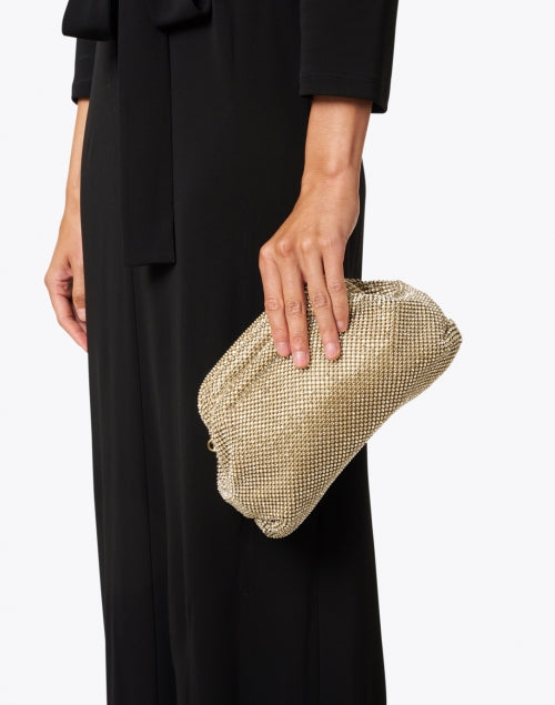 Doreen Gold Diamante Mesh Clutch