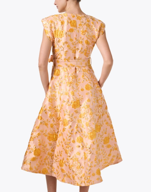 Olivia Orange Floral Jacquard Dress