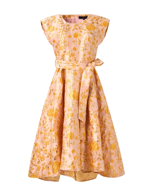 Olivia Orange Floral Jacquard Dress