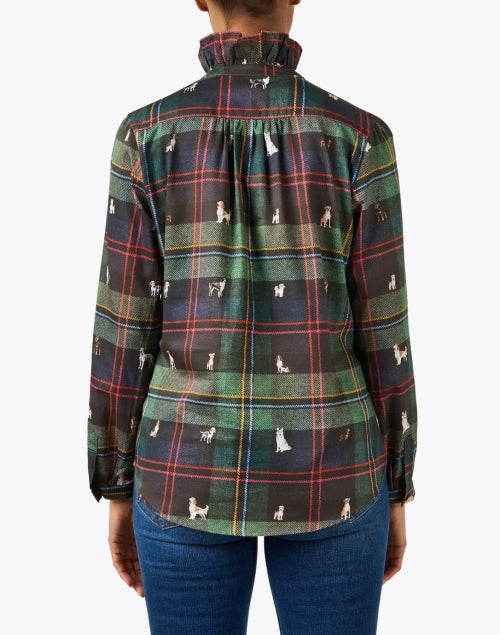 Volantes Multi Plaid Dog Print Cotton Shirt