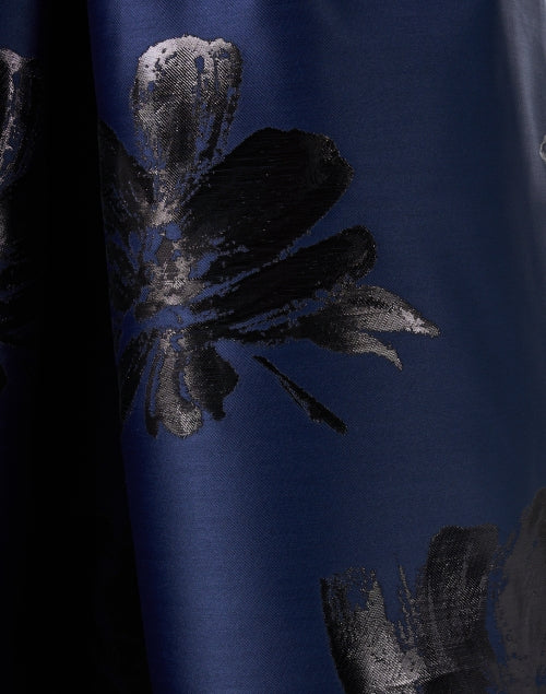 Navy Metallic Floral Skirt