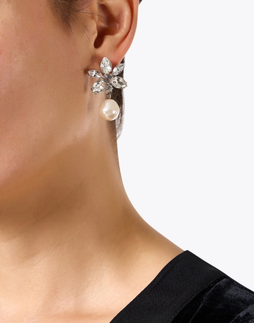 Tristen Crystal Pearl Drop Earrings