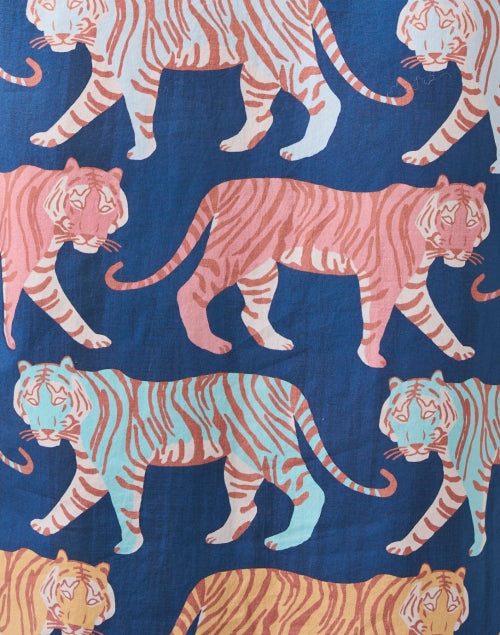 Raj Navy Tiger Print Cotton Dress