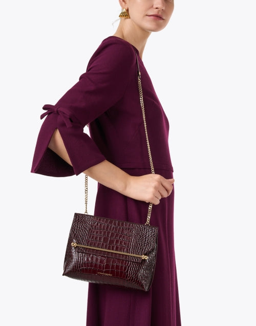 Stylist Burgundy Embossed Croc Leather Handbag