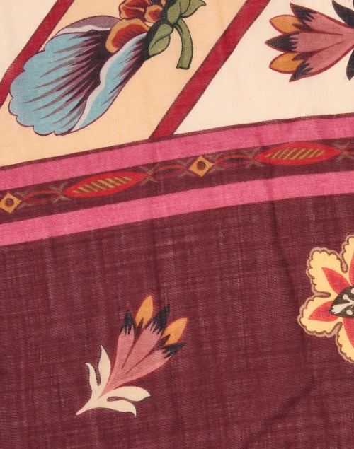 Burgundy Multi Print Wool Scarf