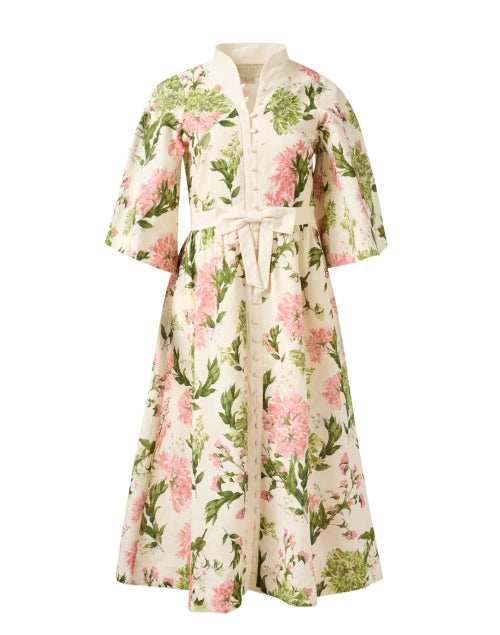 Carmen Ivory Multi Floral Linen Cotton Dress