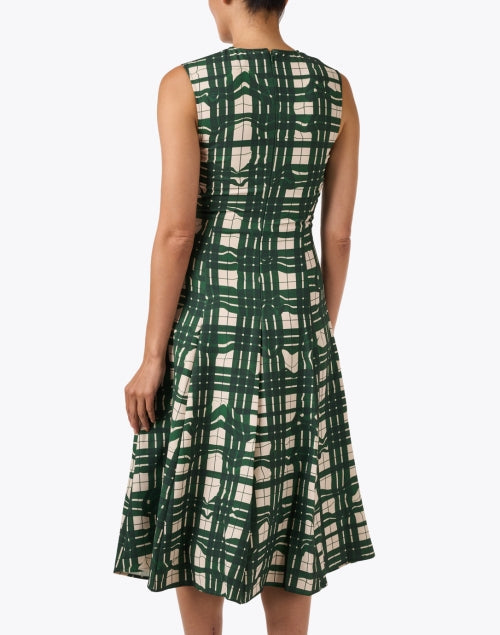 Green Plaid Gathered Waist Dress
