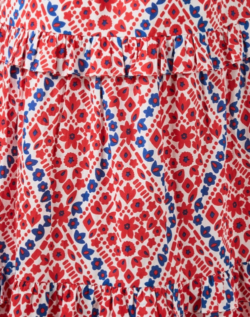Iris Red and Blue Print Cotton Dress