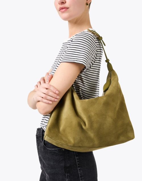 Pillow Green Suede Shoulder Bag