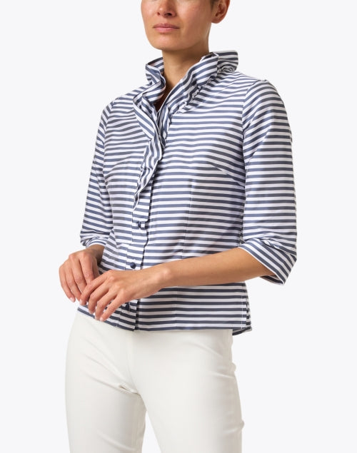 Celine Navy and White Stripe Shirt