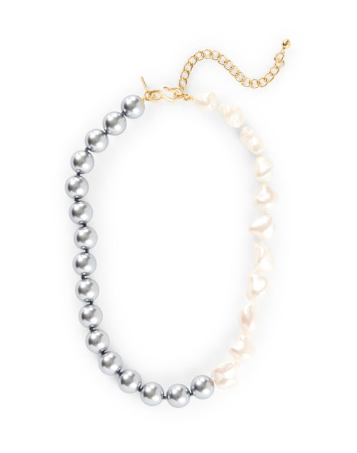 Grey and White Pearl Beaded Necklace