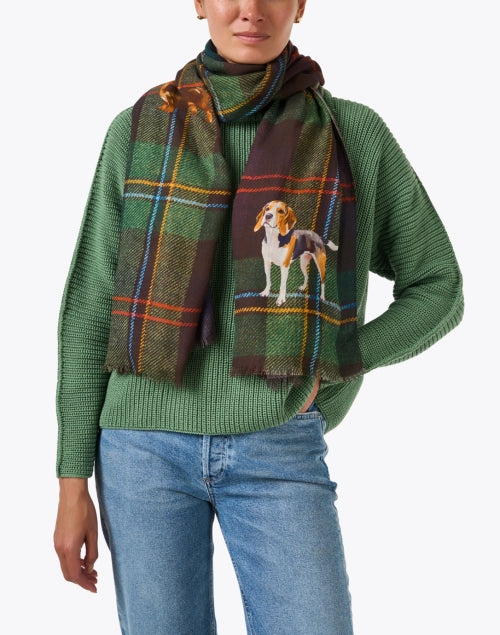 Escoces Green Dog Print Scarf