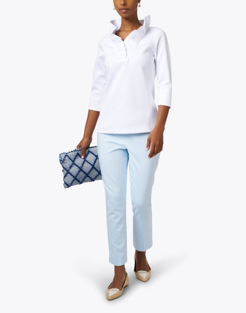 White Ruffle Neck Top