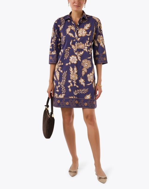 Charlie Navy Floral Print Shirt Dress