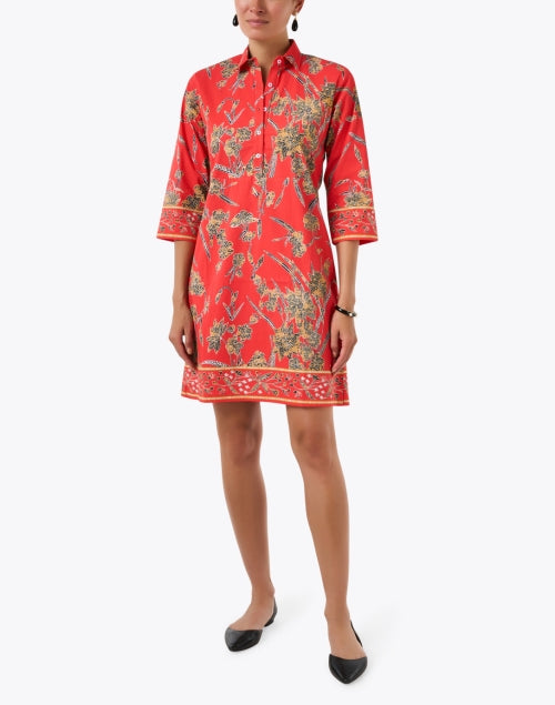 Charlie Red Floral Print Shirt Dress