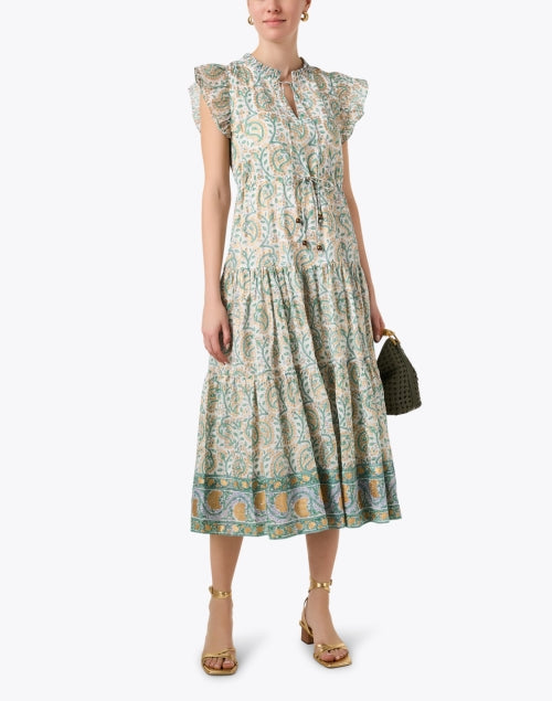Marseille Gold and Green Print Dress